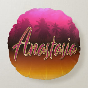 Anastasia Vorname Name golden pink Kissen Round Cushion