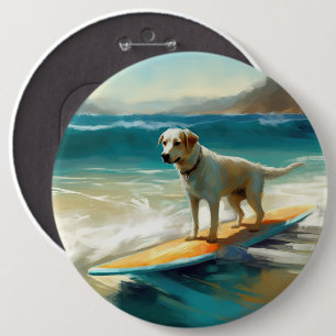 Anatolian Shepherd Beach Surfing Painting  6 Cm Round Badge