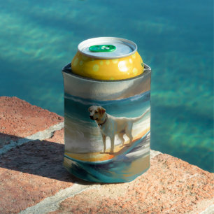 Anatolian Shepherd Beach Surfing Painting  Can Cooler