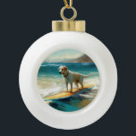 Anatolian Shepherd Beach Surfing Painting  Ceramic Ball Christmas Ornament<br><div class="desc">Immerse yourself in the playful world of canine adventure with this captivating painting. A spirited dog takes to the waves, skilfully riding the surf on a sun-kissed beach. The vibrant artwork beautifully captures the essence of beachside excitement as the dog fearlessly rides the waves, embodying the spirit of fun and...</div>