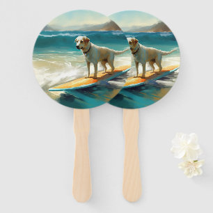 Anatolian Shepherd Beach Surfing Painting  Hand Fan