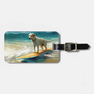 Anatolian Shepherd Beach Surfing Painting  Luggage Tag