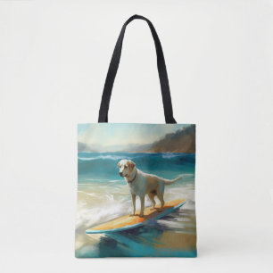 Anatolian Shepherd Beach Surfing Painting Tote Bag