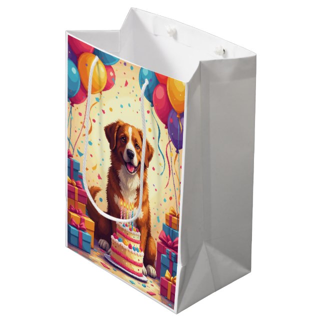 Anatolian Shepherd Birthday Celebration Medium Gift Bag (Front Angled)