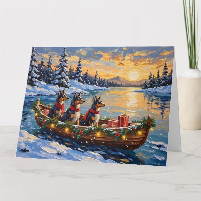 Anatolian Shepherd Christmas Boat Holiday Card (Front)
