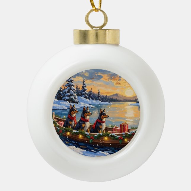 Anatolian Shepherd Christmas Boat Holiday Ceramic Ball Christmas Ornament (Front)