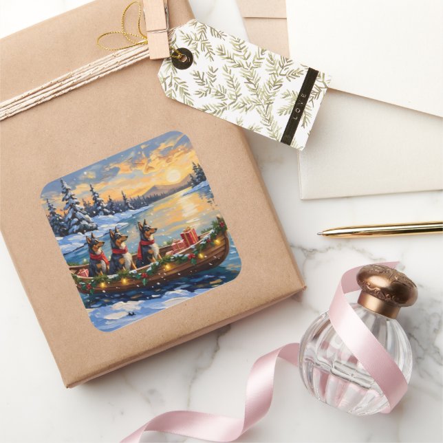 Anatolian Shepherd Christmas Boat Holiday Square Sticker (Gifting)