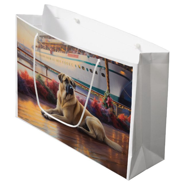 Anatolian Shepherd Christmas Cruise: Pawsome  Large Gift Bag (Front Angled)