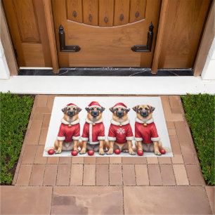 Anatolian Shepherd Christmas Dress Santa Hat Doormat