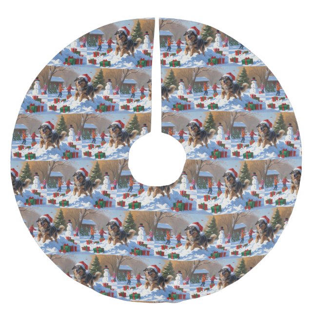 Anatolian Shepherd Christmas Festive Snow Brushed Polyester Tree Skirt (Front)