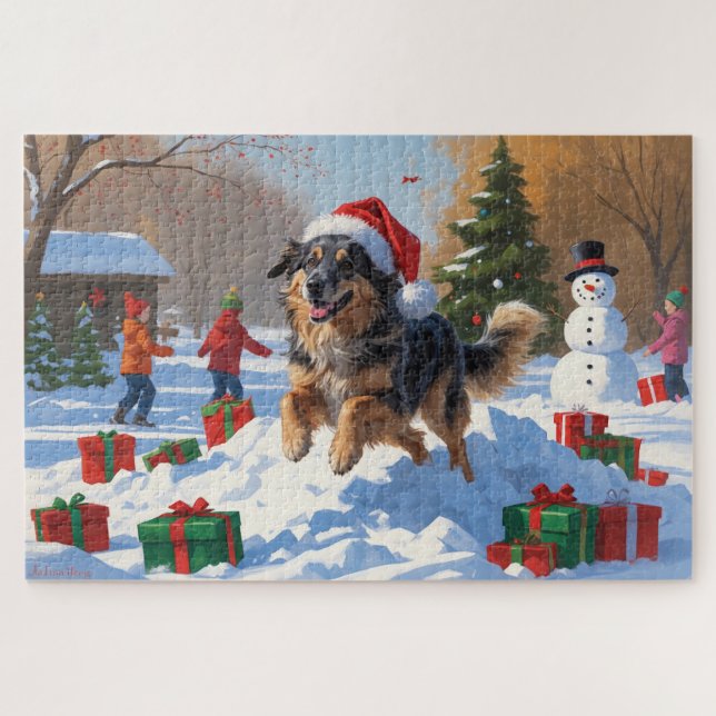 Anatolian Shepherd Christmas Festive Snow Jigsaw Puzzle (Horizontal)