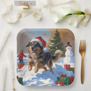 Anatolian Shepherd Christmas Festive Snow Paper Plate