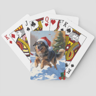 Anatolian Shepherd Christmas Festive Snow Playing Cards