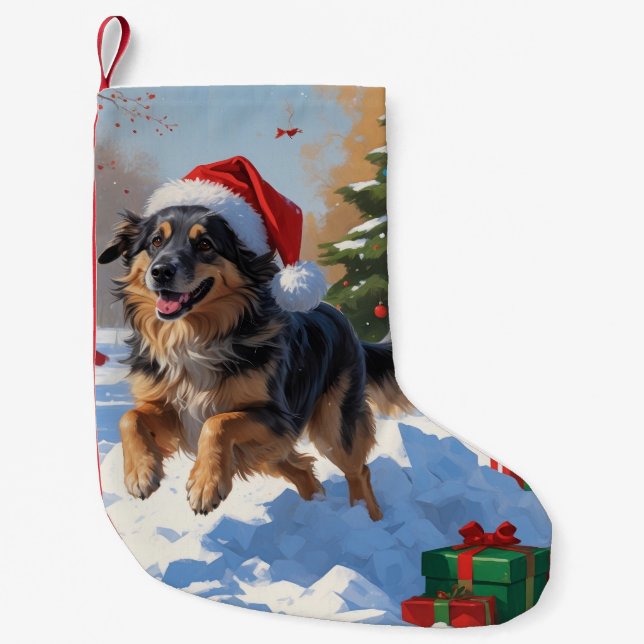 Anatolian Shepherd Christmas Festive Snow Small Christmas Stocking (Front)