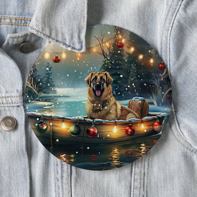 Anatolian Shepherd Christmas Festive Voyage 6 Cm Round Badge (In Situ)