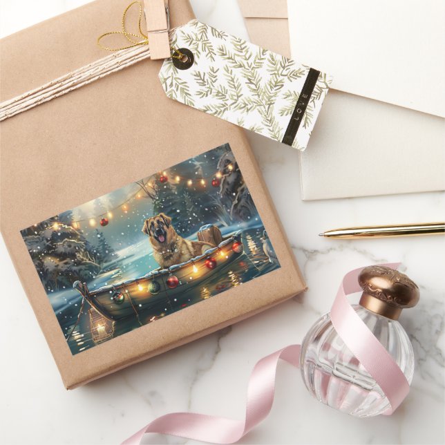 Anatolian Shepherd Christmas Festive Voyage Rectangular Sticker (Gifting)