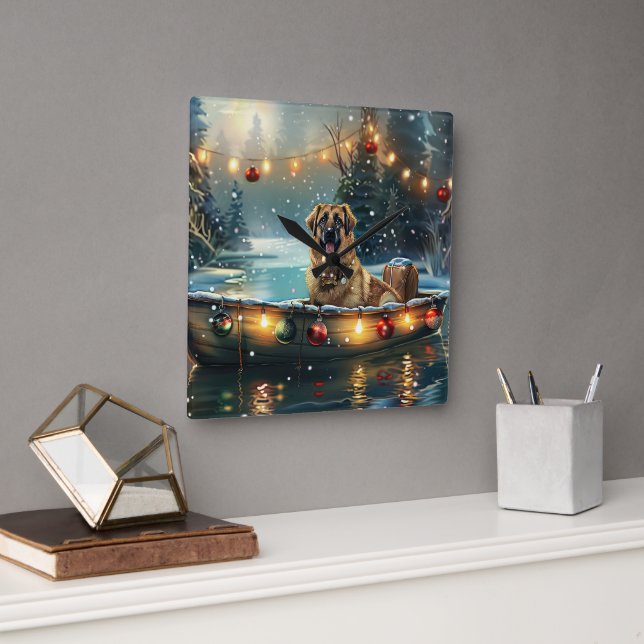 Anatolian Shepherd Christmas Festive Voyage Square Wall Clock (Office)