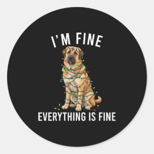 Anatolian Shepherd Christmas I'm Fine Everything I Classic Round Sticker