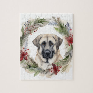 Anatolian Shepherd Christmas Wreath Festive Pup Jigsaw Puzzle