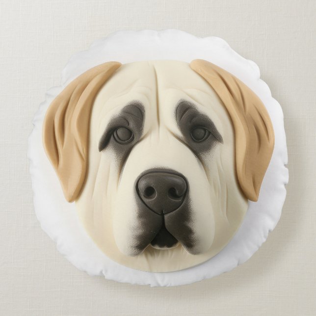 Anatolian Shepherd Dog 3D Inspired Round Cushion (Front)