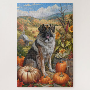 Anatolian Shepherd Dog Autumn Harvest Thanksgiving Jigsaw Puzzle