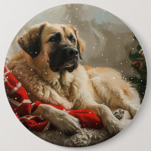 Anatolian Shepherd Dog Christmas Festive 6 Cm Round Badge