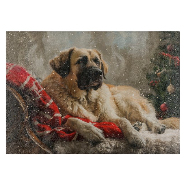 Anatolian Shepherd Dog Christmas Festive Cutting Board (Front)