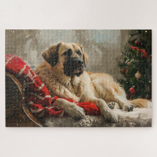 Anatolian Shepherd Dog Christmas Festive Jigsaw Puzzle