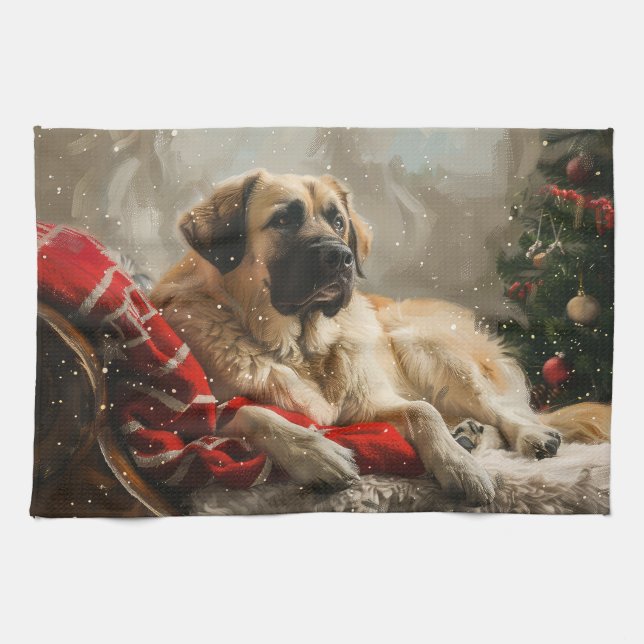 Anatolian Shepherd Dog Christmas Festive Tea Towel (Horizontal)