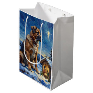 Anatolian Shepherd Dog Guarding Nativity Scene Medium Gift Bag