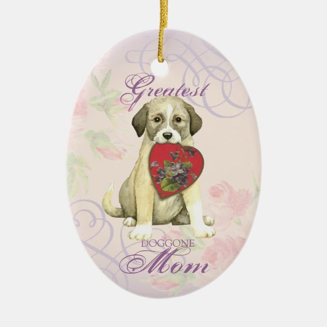 Anatolian Shepherd Dog Heart Mum Ceramic Ornament (Front)