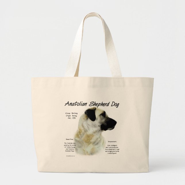 Anatolian Shepherd Dog History  Large Tote Bag (Front)