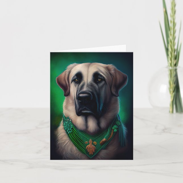 Anatolian Shepherd dog in St. Patrick's Day Dress Card (Front)