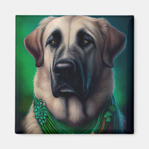 Anatolian Shepherd dog in St. Patrick's Day Dress Magnet