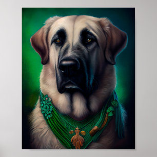 Anatolian Shepherd dog in St. Patrick's Day Dress Poster