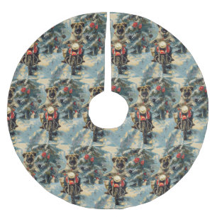 Anatolian Shepherd Dog Riding Motorcycle Christmas Brushed Polyester Tree Skirt