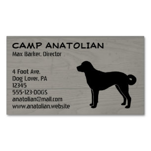 Anatolian Shepherd Dog Silhouette Faux Wood Style Magnetic Business Card