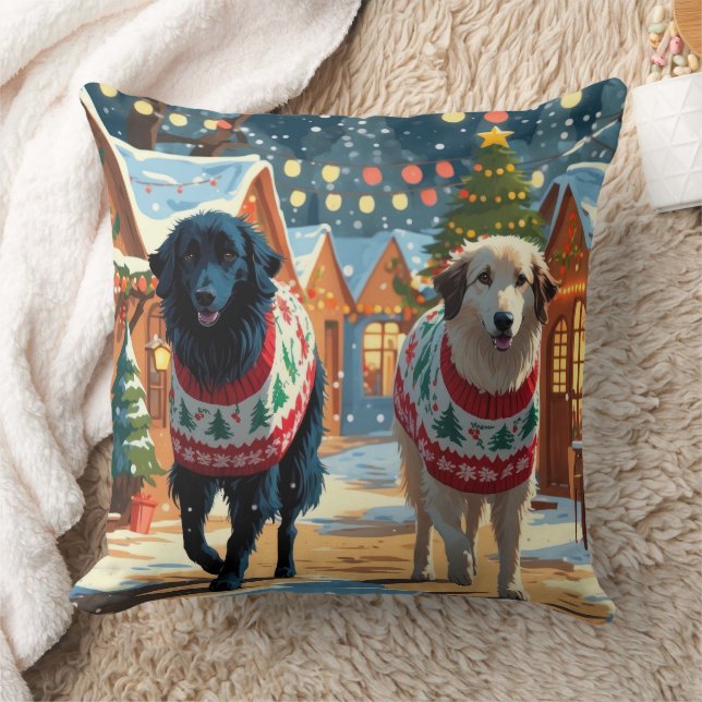Anatolian Shepherd Dogs Christmas Snow Holiday Cushion (Blanket)