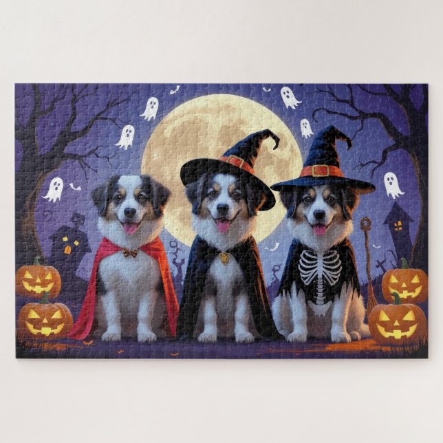 Anatolian Shepherd  Dogs Pumpkin Halloween Funny  Jigsaw Puzzle (Horizontal)