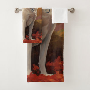 Anatolian Shepherd  in Autumn Leaves Fall Inspire Bath Towel Set