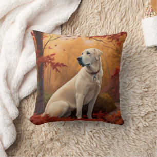 Anatolian Shepherd in Autumn Leaves Fall Inspire Cushion