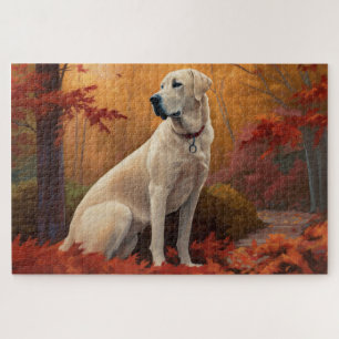 Anatolian Shepherd in Autumn Leaves Fall Inspire Jigsaw Puzzle