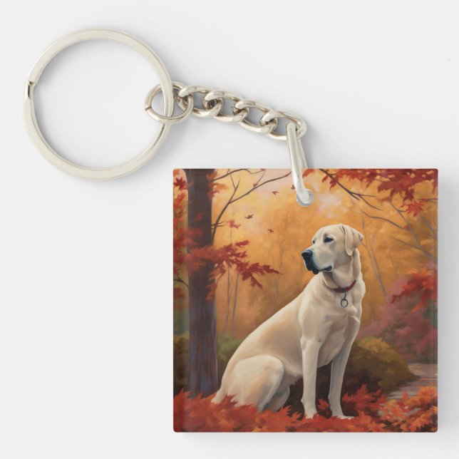 Anatolian Shepherd  in Autumn Leaves Fall Inspire Key Ring (Front)