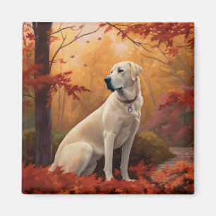 Anatolian Shepherd  in Autumn Leaves Fall Inspire Magnet