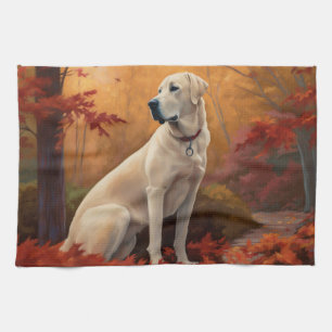 Anatolian Shepherd  in Autumn Leaves Fall Inspire Tea Towel