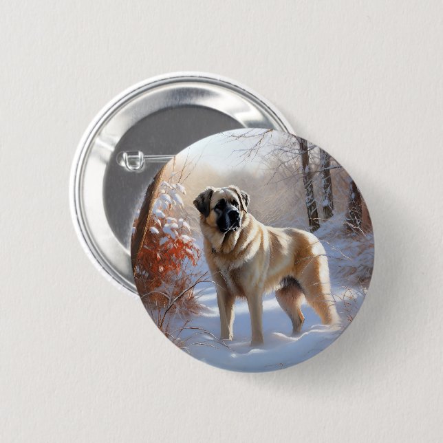 Anatolian Shepherd Let It Snow Christmas  6 Cm Round Badge (Front & Back)