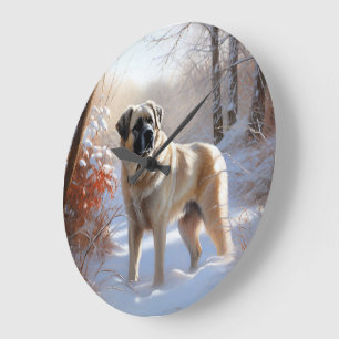 Anatolian Shepherd Let It Snow Christmas  Large Clock