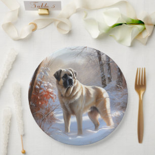 Anatolian Shepherd Let It Snow Christmas Paper Plate