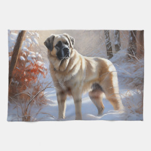 Anatolian Shepherd Let It Snow Christmas Tea Towel