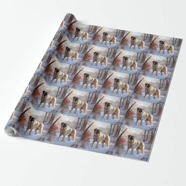 Anatolian Shepherd Let It Snow Christmas  Wrapping Paper (Unrolled)